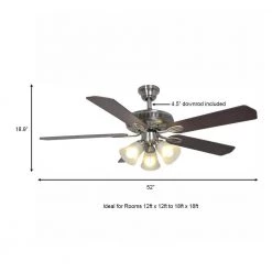 Hampton Bay Glendale 52 in. LED Indoor Brushed Nickel Ceiling Fan with Light Kit -Fans Shop brushed nickel hampton bay ceiling fans with lights ag524 bn a0 1000