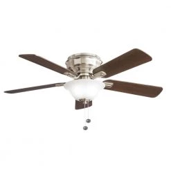 Hampton Bay Hawkins II 44 in. LED Brushed Nickel Ceiling Fan with Light
