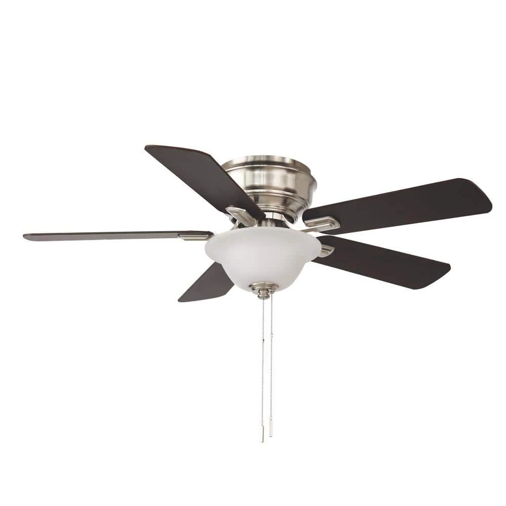 Hampton Bay Hawkins III 44 in. LED Indoor Brushed Nickel Flush Mount Ceiling Fan with Light 1 Hampton Bay Hawkins III 44 in. LED Indoor Brushed Nickel Flush Mount Ceiling Fan with Light