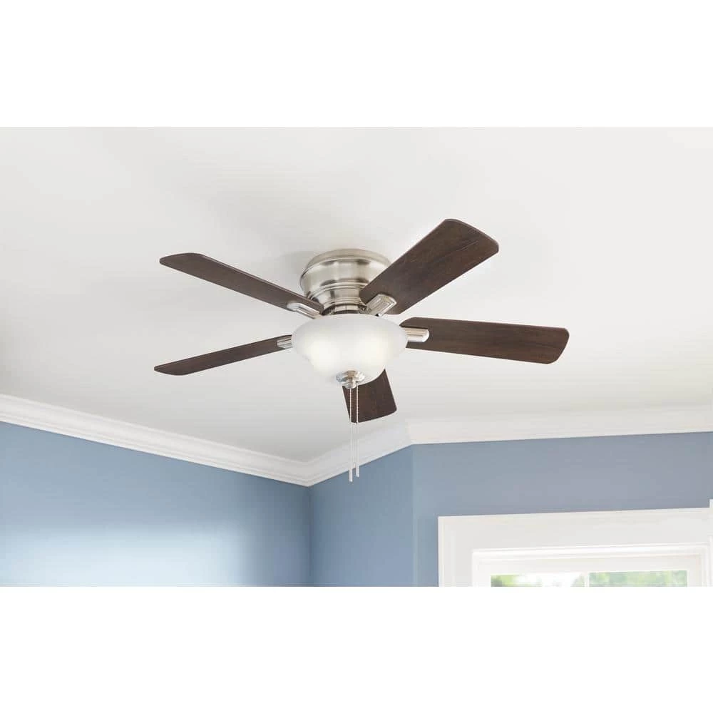 Hampton Bay Hawkins III 44 in. LED Indoor Brushed Nickel Flush Mount Ceiling Fan with Light 5 Hampton Bay Hawkins III 44 in. LED Indoor Brushed Nickel Flush Mount Ceiling Fan with Light - Image 5
