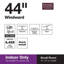 Home Decorators Collection Windward 44 in. LED Brushed Nickel Ceiling Fan with Light Kit -Fans Shop brushed nickel home decorators collection ceiling fans with lights 51565 44 1000