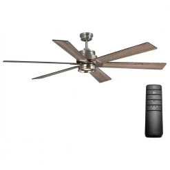 Home Decorators Collection Statewood 70 in. Indoor LED Brushed Nickel Ceiling Fan with Light Kit, Downrod, Remote Control and 6 Reversible Blades