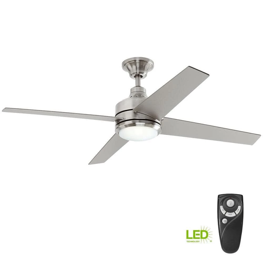 Home Decorators Collection Mercer 52 in. LED Indoor Brushed Nickel Ceiling Fan with Light Kit and Remote Control 9 Home Decorators Collection Mercer 52 in. LED Indoor Brushed Nickel Ceiling Fan with Light Kit and Remote Control - Image 9