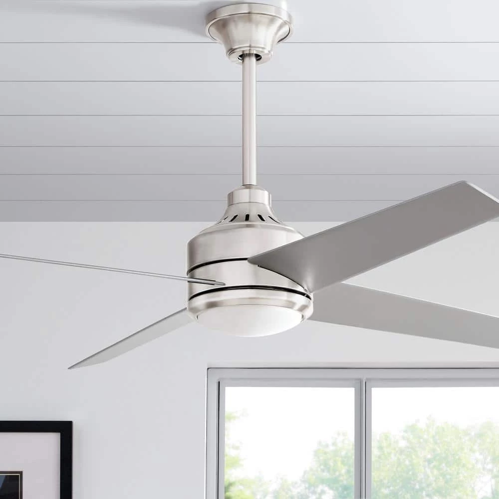 Home Decorators Collection Mercer 52 in. LED Indoor Brushed Nickel Ceiling Fan with Light Kit and Remote Control 2 Home Decorators Collection Mercer 52 in. LED Indoor Brushed Nickel Ceiling Fan with Light Kit and Remote Control - Image 2