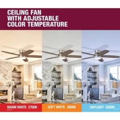 Home Decorators Collection Windward 68 in. White Color Changing Integrated LED Brushed Nickel Ceiling Fan with Light Kit, DC Motor and Remote -Fans Shop brushed nickel home decorators collection ceiling fans with lights 68000 d4 1000