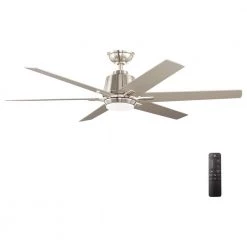 Home Decorators Collection Kensgrove 54 in. Integrated LED Brushed Nickel Ceiling Fan with Light and Remote Control