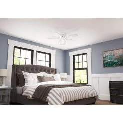 Hunter Dempsey 44 in. Low Profile LED Indoor Brushed Nickel Ceiling Fan with Light Kit and Universal Remote 16 Hunter Dempsey 44 in. Low Profile LED Indoor Brushed Nickel Ceiling Fan with Light Kit and Universal Remote -Fans Shop brushed nickel hunter ceiling fans with lights 50282 4f 1000