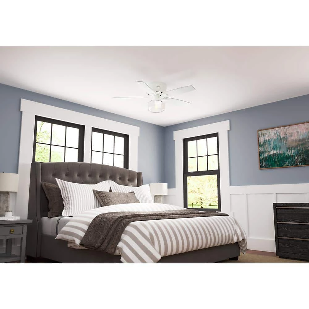 Hunter Dempsey 44 in. Low Profile LED Indoor Brushed Nickel Ceiling Fan with Light Kit and Universal Remote 6 Hunter Dempsey 44 in. Low Profile LED Indoor Brushed Nickel Ceiling Fan with Light Kit and Universal Remote - Image 6