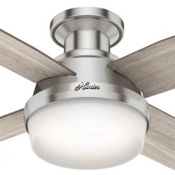 Hunter Dempsey 44 in. Low Profile LED Indoor Brushed Nickel Ceiling Fan with Light Kit and Universal Remote 14 Hunter Dempsey 44 in. Low Profile LED Indoor Brushed Nickel Ceiling Fan with Light Kit and Universal Remote -Fans Shop brushed nickel hunter ceiling fans with lights 50282 66 1000