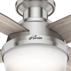 Hunter Dempsey 44 in. Low Profile LED Indoor Brushed Nickel Ceiling Fan with Light Kit and Universal Remote 20 Hunter Dempsey 44 in. Low Profile LED Indoor Brushed Nickel Ceiling Fan with Light Kit and Universal Remote -Fans Shop brushed nickel hunter ceiling fans with lights 50282 76 1000