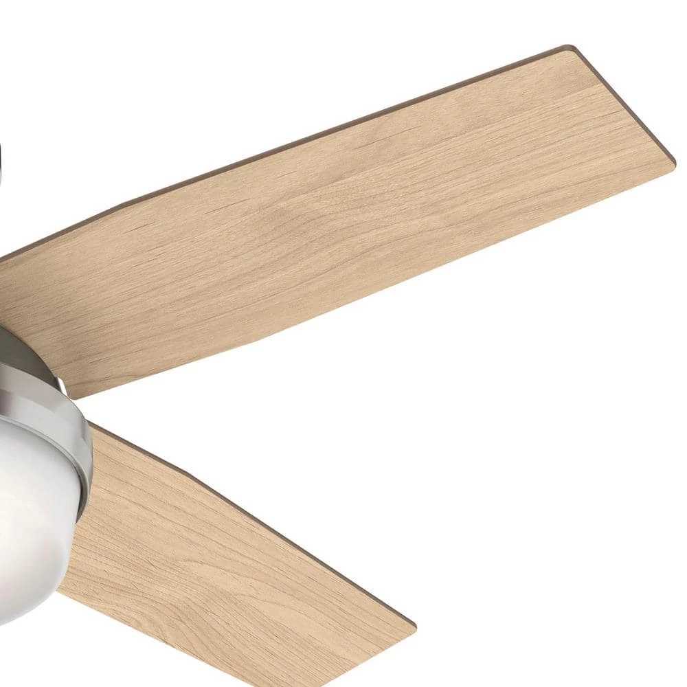 Hunter Dempsey 44 in. Low Profile LED Indoor Brushed Nickel Ceiling Fan with Light Kit and Universal Remote 9 Hunter Dempsey 44 in. Low Profile LED Indoor Brushed Nickel Ceiling Fan with Light Kit and Universal Remote - Image 9