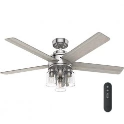 Hunter Agnew 52 in. LED Indoor Brushed Nickel Ceiling Fan with Light and Remote
