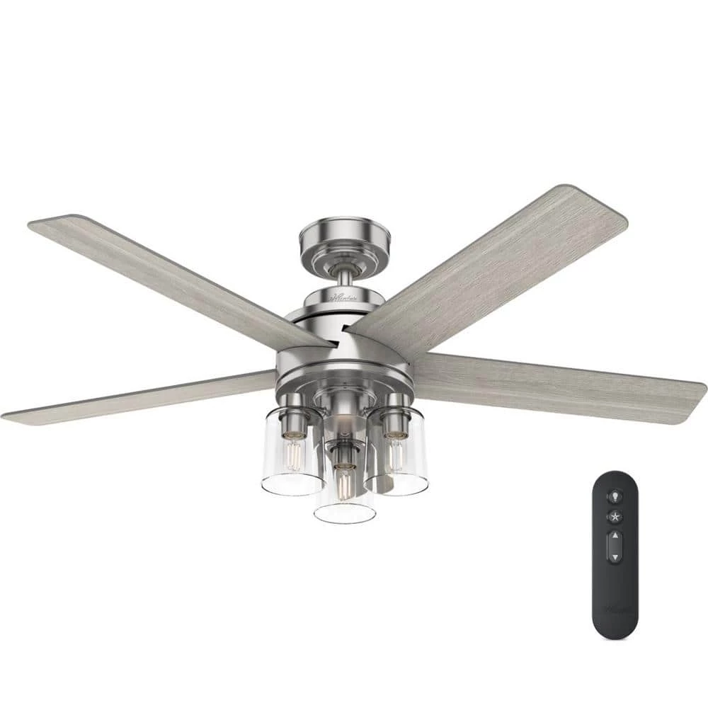 Hunter Agnew 52 in. LED Indoor Brushed Nickel Ceiling Fan with Light and Remote 1 Hunter Agnew 52 in. LED Indoor Brushed Nickel Ceiling Fan with Light and Remote