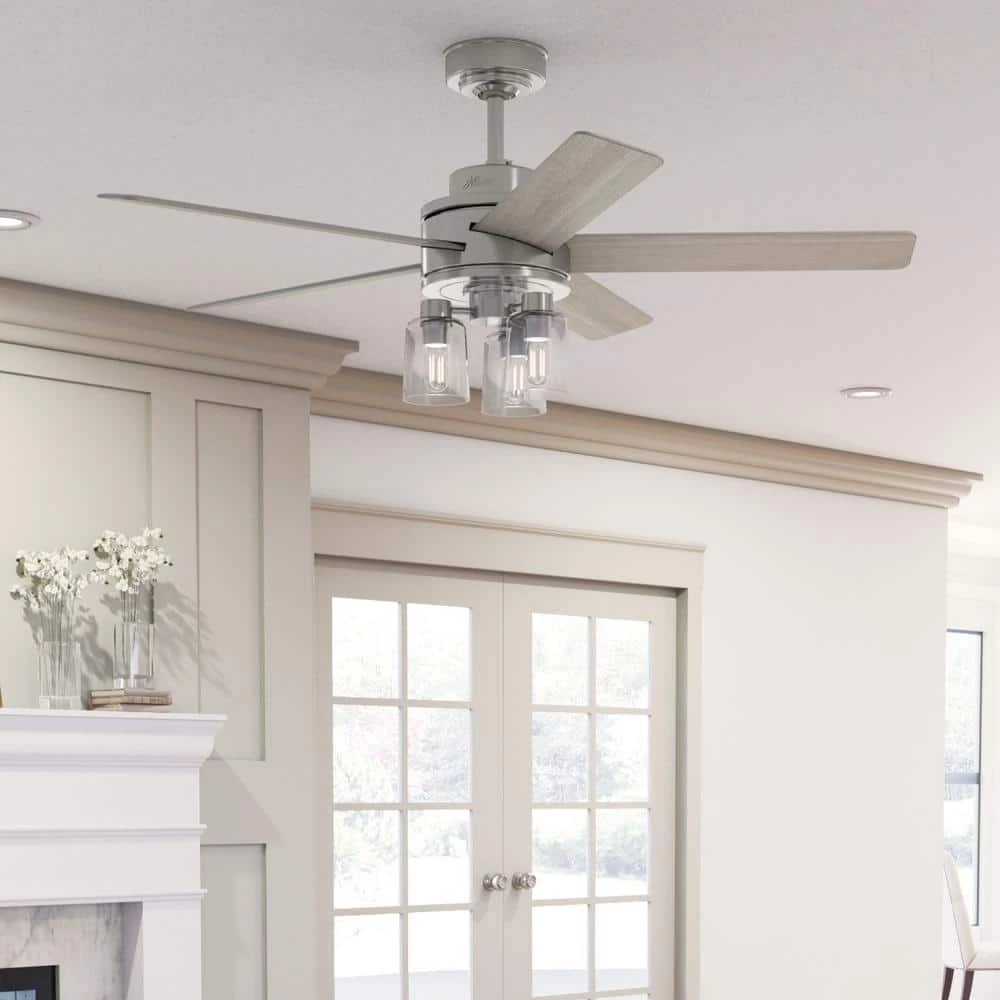 Hunter Agnew 52 in. LED Indoor Brushed Nickel Ceiling Fan with Light and Remote 2 Hunter Agnew 52 in. LED Indoor Brushed Nickel Ceiling Fan with Light and Remote - Image 2
