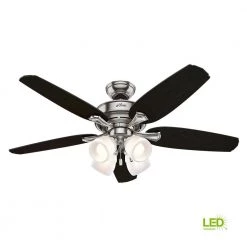 Hunter Channing 52 in. Indoor LED Brushed Nickel Ceiling Fan with Light -Fans Shop brushed nickel hunter ceiling fans with lights 52074 31 1000