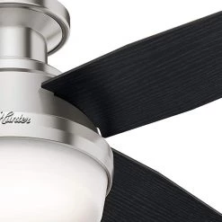 Hunter Dempsey 44 in. Low Profile LED Indoor Brushed Nickel Ceiling Fan with Light Kit and Universal Remote -Fans Shop brushed nickel hunter ceiling fans with lights 59243 4f 1000