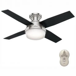 Hunter Dempsey 44 in. Low Profile LED Indoor Brushed Nickel Ceiling Fan with Light Kit and Universal Remote