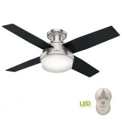 Hunter Dempsey 44 in. Low Profile LED Indoor Brushed Nickel Ceiling Fan with Light Kit and Universal Remote -Fans Shop brushed nickel hunter ceiling fans with lights 59243 d4 1000