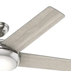 Hunter Barton 52 in. LED Indoor Brushed Nickel Ceiling Fan with Light and Remote Control -Fans Shop brushed nickel hunter ceiling fans with lights 59654 1f 1000