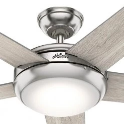 Hunter Barton 52 in. LED Indoor Brushed Nickel Ceiling Fan with Light and Remote Control -Fans Shop brushed nickel hunter ceiling fans with lights 59654 44 1000