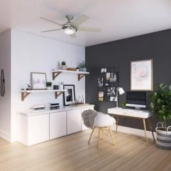 Hunter Barton 52 in. LED Indoor Brushed Nickel Ceiling Fan with Light and Remote Control -Fans Shop brushed nickel hunter ceiling fans with lights 59654 4f 1000