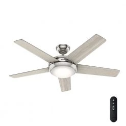 Hunter Barton 52 in. LED Indoor Brushed Nickel Ceiling Fan with Light and Remote Control