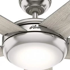 Hunter Barton 52 in. LED Indoor Brushed Nickel Ceiling Fan with Light and Remote Control -Fans Shop brushed nickel hunter ceiling fans with lights 59654 76 1000