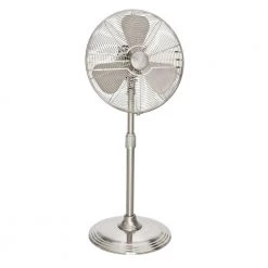 Hunter Retro 16 in. 3 Speed All-Metal Pedestal Fan with Wide Oscillation in Brushed Nickel