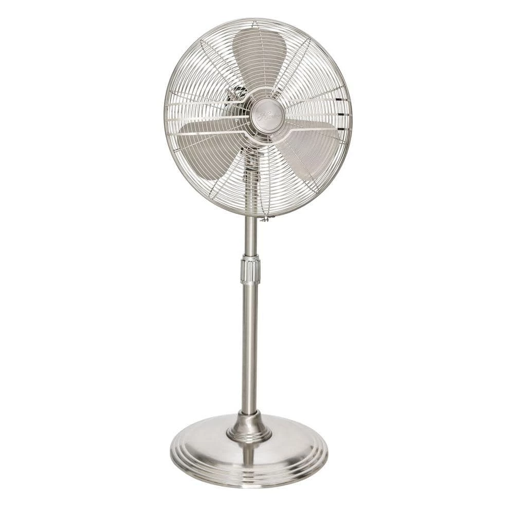 Hunter Retro 16 in. 3 Speed All-Metal Pedestal Fan with Wide Oscillation in Brushed Nickel 1 Hunter Retro 16 in. 3 Speed All-Metal Pedestal Fan with Wide Oscillation in Brushed Nickel