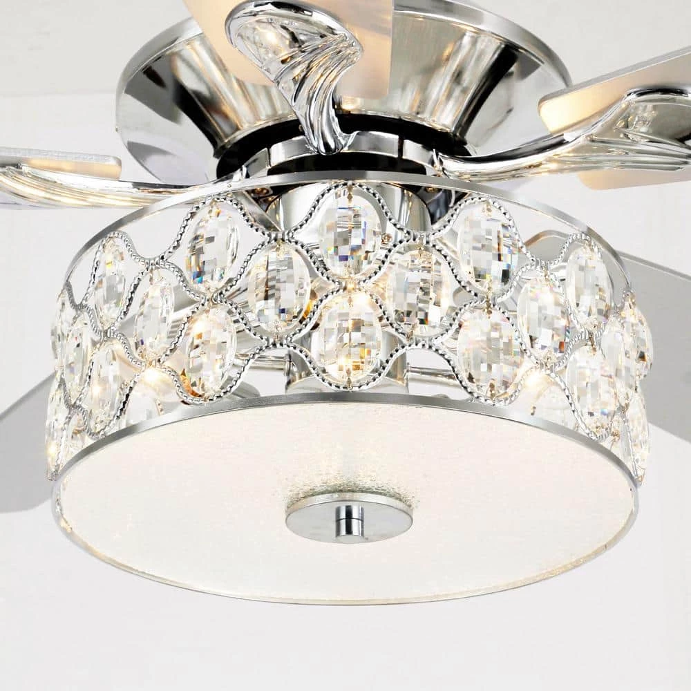 Matrix decor 52 in. Indoor Chrome Crystal Chandelier Ceiling Fan with Light and Remote Control 6 Matrix decor 52 in. Indoor Chrome Crystal Chandelier Ceiling Fan with Light and Remote Control - Image 6