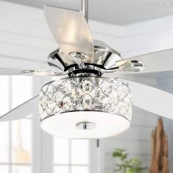 Matrix decor 52 in. Indoor Chrome Crystal Chandelier Ceiling Fan with Light and Remote Control 11 Matrix decor 52 in. Indoor Chrome Crystal Chandelier Ceiling Fan with Light and Remote Control -Fans Shop chrome matrix decor ceiling fans with lights md f6217110v 4f 1000