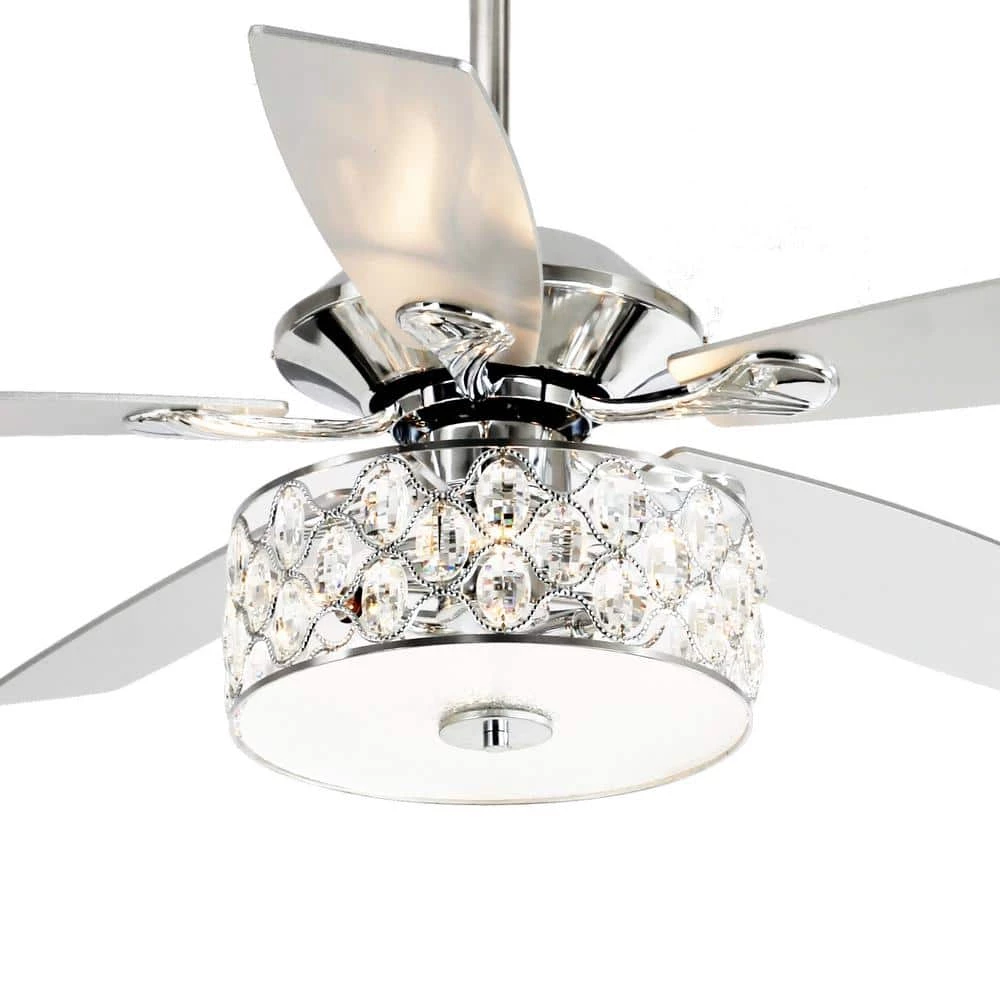 Matrix decor 52 in. Indoor Chrome Crystal Chandelier Ceiling Fan with Light and Remote Control 1 Matrix decor 52 in. Indoor Chrome Crystal Chandelier Ceiling Fan with Light and Remote Control