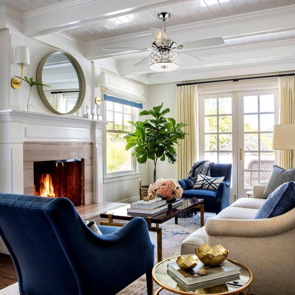 Matrix decor 52 in. Indoor Chrome Crystal Chandelier Ceiling Fan with Light and Remote Control 2 Matrix decor 52 in. Indoor Chrome Crystal Chandelier Ceiling Fan with Light and Remote Control - Image 2