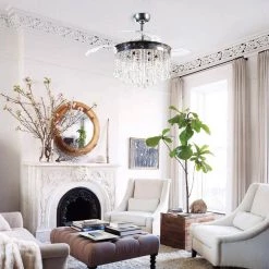 Parrot Uncle Mateo 42 in. Indoor Chrome Downrod Mount Retractable Chandelier Ceiling Fan with Light Kit and Remote Control -Fans Shop chrome parrot uncle ceiling fans with lights f4706110v 31 1000