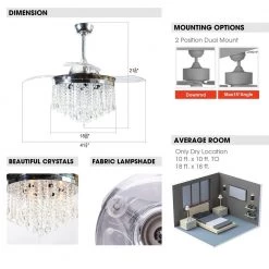 Parrot Uncle Mateo 42 in. Indoor Chrome Downrod Mount Retractable Chandelier Ceiling Fan with Light Kit and Remote Control -Fans Shop chrome parrot uncle ceiling fans with lights f4706110v 44 1000