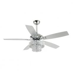 Parrot Uncle Howell 52 in. Indoor Chrome Downrod Mount Crystal Chandelier Ceiling Fan with Light Kit and Remote Control -Fans Shop chrome parrot uncle ceiling fans with lights f6215a110v 4f 1000