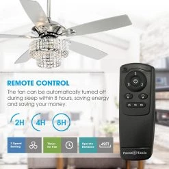 Parrot Uncle Howell 52 in. Indoor Chrome Downrod Mount Crystal Chandelier Ceiling Fan with Light Kit and Remote Control -Fans Shop chrome parrot uncle ceiling fans with lights f6215a110v 76 1000