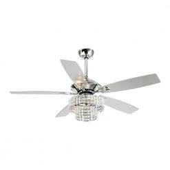 Parrot Uncle Howell 52 in. Indoor Chrome Downrod Mount Crystal Chandelier Ceiling Fan with Light Kit and Remote Control -Fans Shop chrome parrot uncle ceiling fans with lights f6215a110v c3 1000