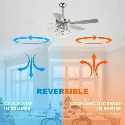 Parrot Uncle Zuniga 52 in. Indoor Chrome Downrod Mount Crystal Chandelier Ceiling Fan with Light Kit and Remote Control -Fans Shop chrome parrot uncle ceiling fans with lights f6222a110v 1f 1000