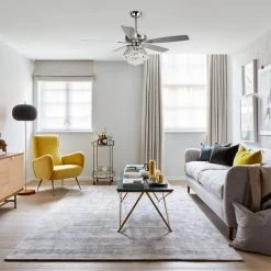 Parrot Uncle Zuniga 52 in. Indoor Chrome Downrod Mount Crystal Chandelier Ceiling Fan with Light Kit and Remote Control -Fans Shop chrome parrot uncle ceiling fans with lights f6222a110v 31 1000