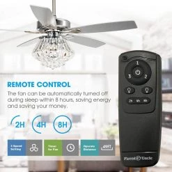 Parrot Uncle Zuniga 52 in. Indoor Chrome Downrod Mount Crystal Chandelier Ceiling Fan with Light Kit and Remote Control -Fans Shop chrome parrot uncle ceiling fans with lights f6222a110v 44 1000