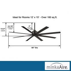 MINKA-AIRE Xtreme H2O 65 in. Indoor/Outdoor Coal Ceiling Fan with Remote Control -Fans Shop coal minka aire ceiling fans without lights f896 65 cl 40 1000