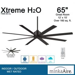MINKA-AIRE Xtreme H2O 65 in. Indoor/Outdoor Coal Ceiling Fan with Remote Control -Fans Shop coal minka aire ceiling fans without lights f896 65 cl a0 1000