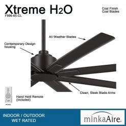 MINKA-AIRE Xtreme H2O 65 in. Indoor/Outdoor Coal Ceiling Fan with Remote Control -Fans Shop coal minka aire ceiling fans without lights f896 65 cl c3 1000