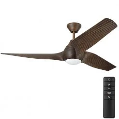 Home Decorators Collection Kayden DC 60 in. White Color Changing Integrated LED Indoor/Outdoor Dark Oak Ceiling Fan with Light Kit and Remote
