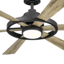 KICHLER Range 52 in. Integrated LED Indoor Distressed Black Down Rod Mount Ceiling Fan with Light and Remote -Fans Shop distressed black kichler ceiling fans with lights 300317dbk 1d 1000