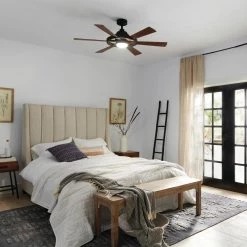 KICHLER Range 52 in. Integrated LED Indoor Distressed Black Down Rod Mount Ceiling Fan with Light and Remote -Fans Shop distressed black kichler ceiling fans with lights 300317dbk 31 1000