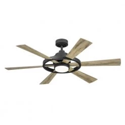 KICHLER Range 52 in. Integrated LED Indoor Distressed Black Down Rod Mount Ceiling Fan with Light and Remote -Fans Shop distressed black kichler ceiling fans with lights 300317dbk c3 1000