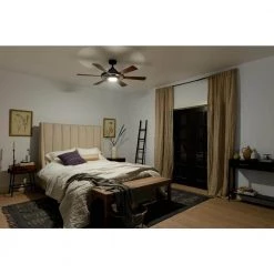 KICHLER Range 52 in. Integrated LED Indoor Distressed Black Down Rod Mount Ceiling Fan with Light and Remote -Fans Shop distressed black kichler ceiling fans with lights 300317dbk d4 1000