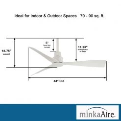 MINKA-AIRE Simple 44 in. Indoor/Outdoor Flat White Ceiling Fan with Remote Control -Fans Shop flat white minka aire ceiling fans without lights f786 whf 40 1000